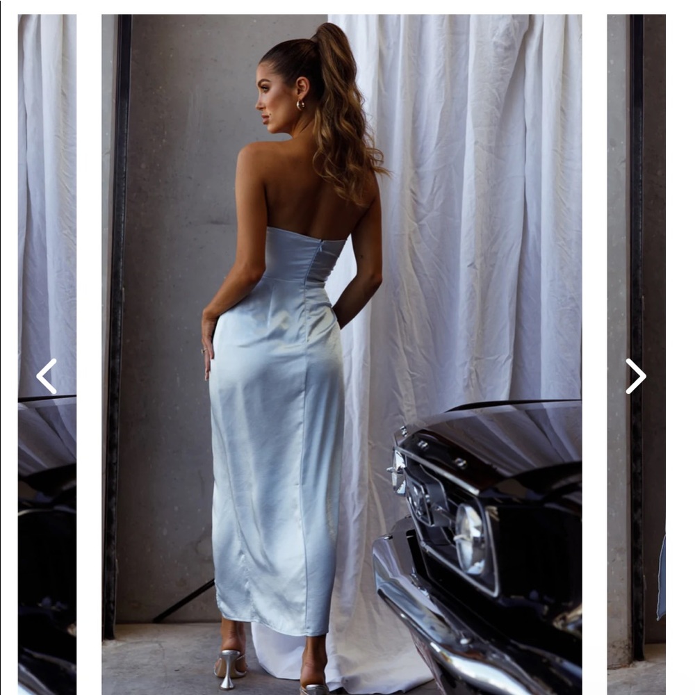 Elegant Strapless Light Blue Dress - Picture 2 of 11